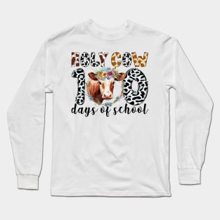 Holy Cow 100 Days Of School 100th Day Smarter Teacher Kids Long Sleeve T-Shirt